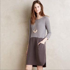 ANTHROPOLOGIE Amadi Lea Color block Dress in Grey